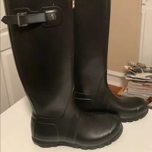 Hunter Womens Black Matte Rubber Rain Boots